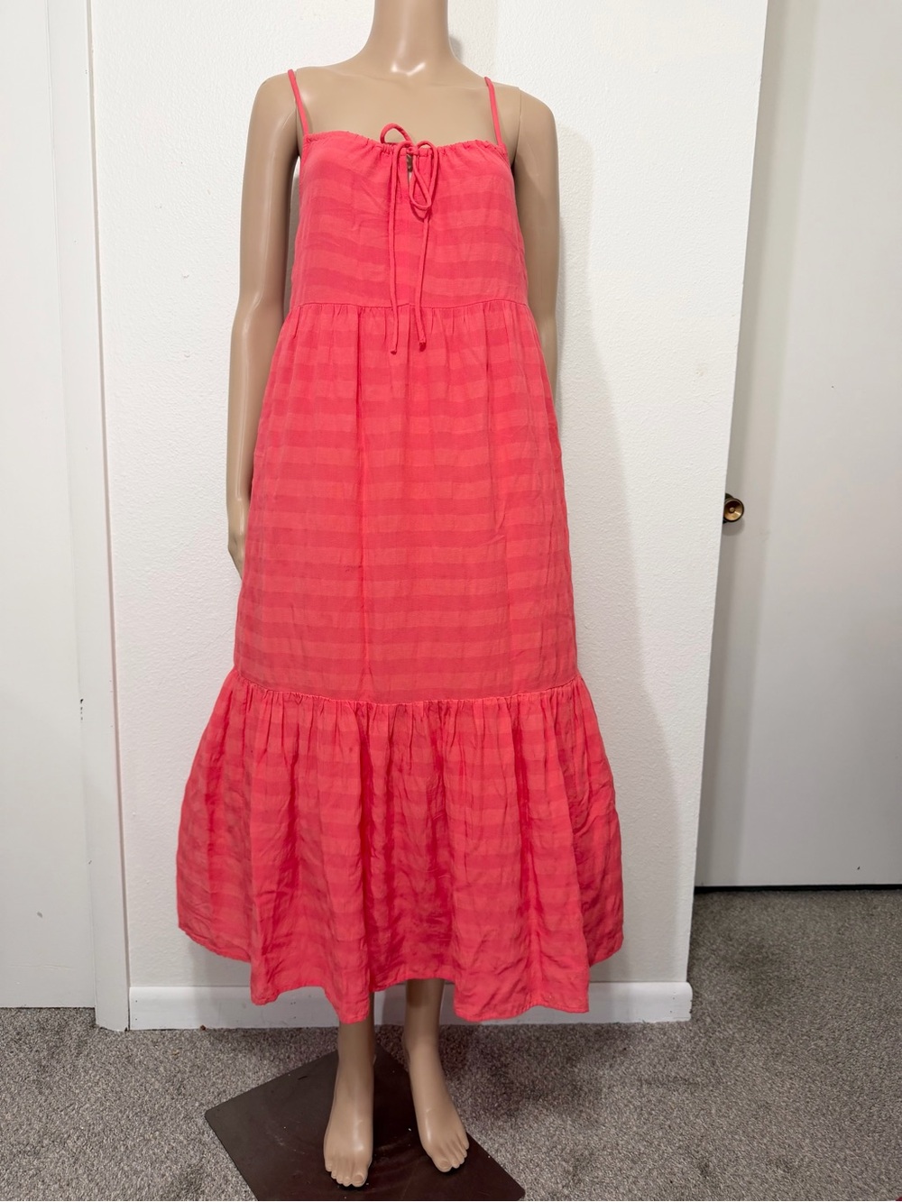 Old Navy Coral Sleeveless Tie-Front Tiered Maxi Dress Size XS